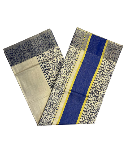 Southloom Kerala Tissue Kasavu Saree With Blue Border