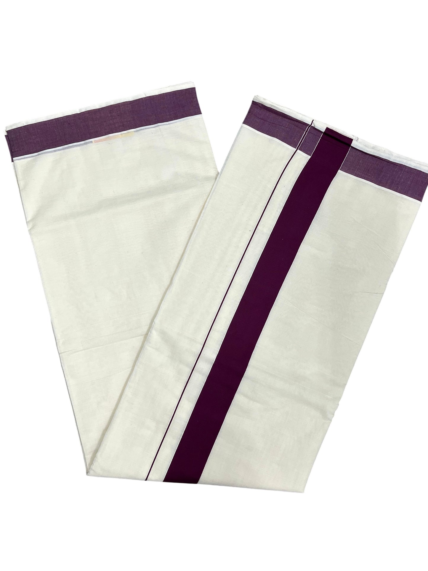 Southloom Pure Cotton Kerala Saree with Purple Plain Border