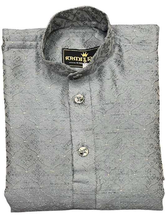 Southloom Semi Silk Short Kurta for Kids in Grey Colour