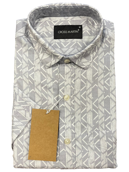 Southloom Pure Cotton Shirt with Gray Printed(38 HS)