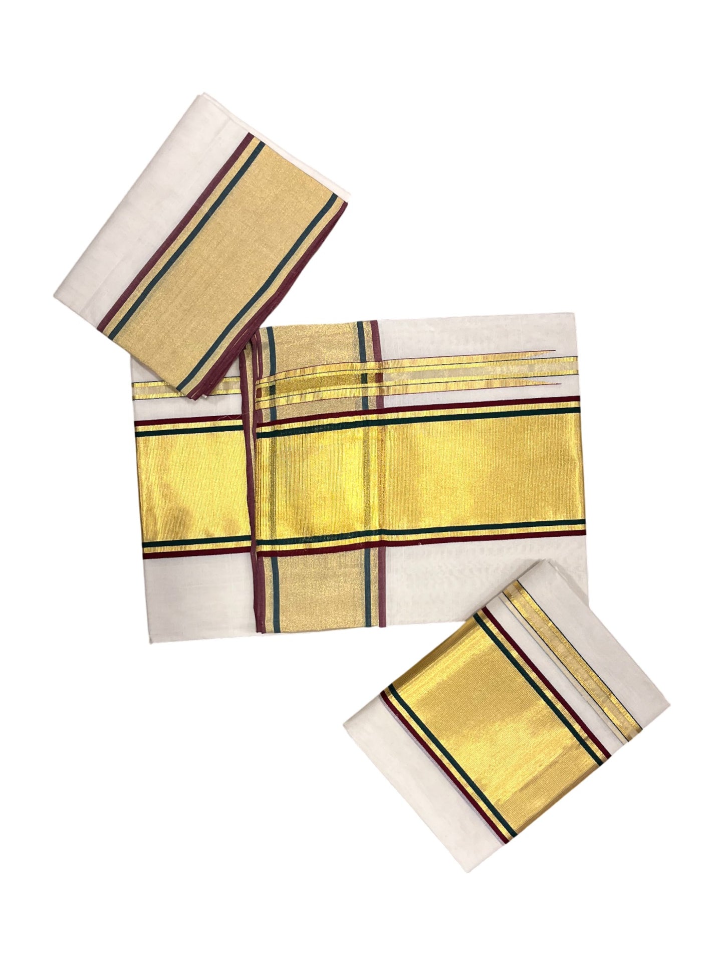 Southloom Premium Handloom Set Mundu with Kasavu and  Maroon Border (2.80 Mtr)