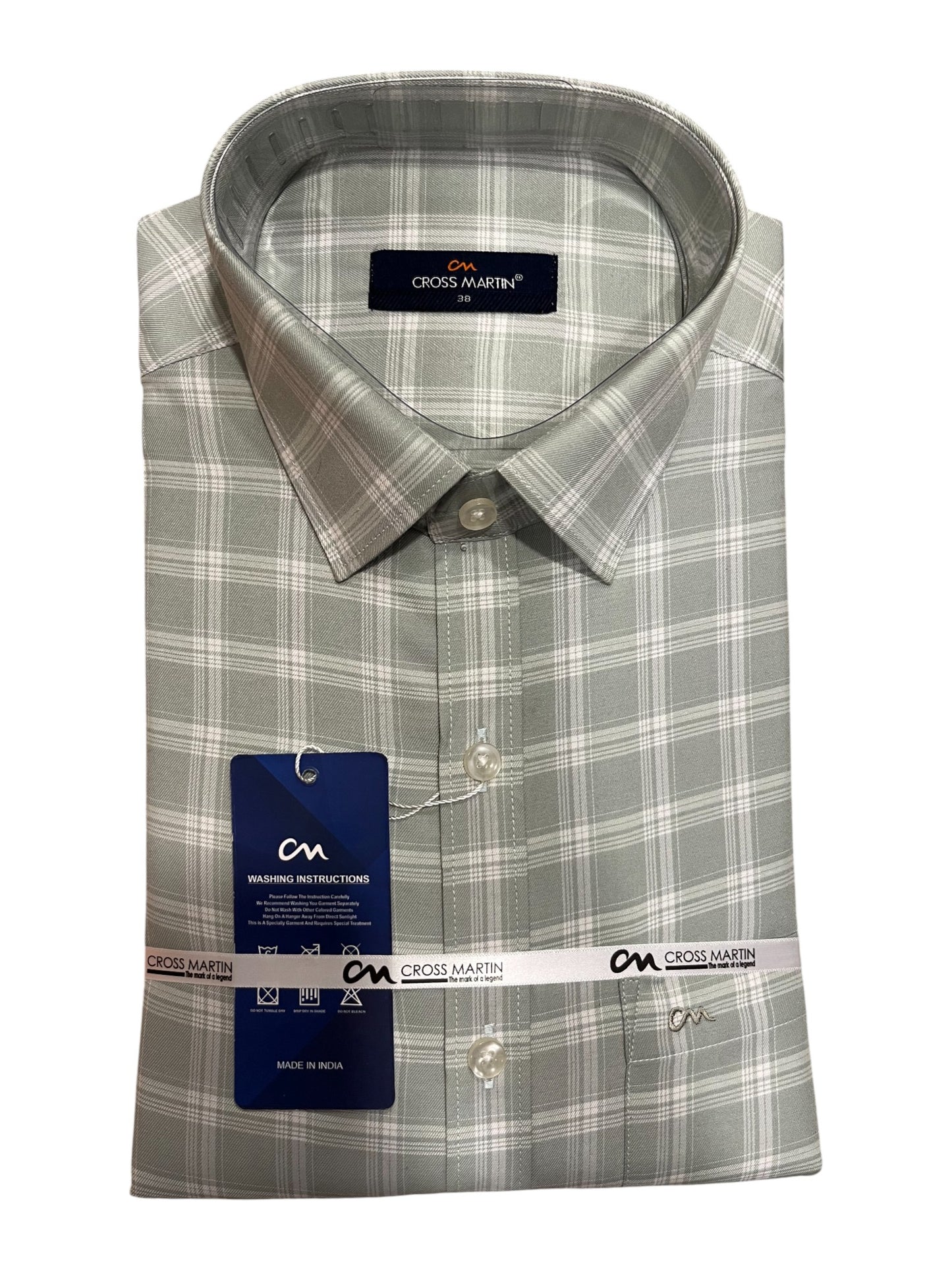 Southloom Pure Cotton Green Check Shirt (38 FS)