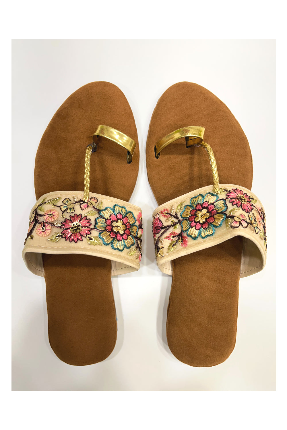 Southloom Jaipur Handmade Embroidered Orange Sandals