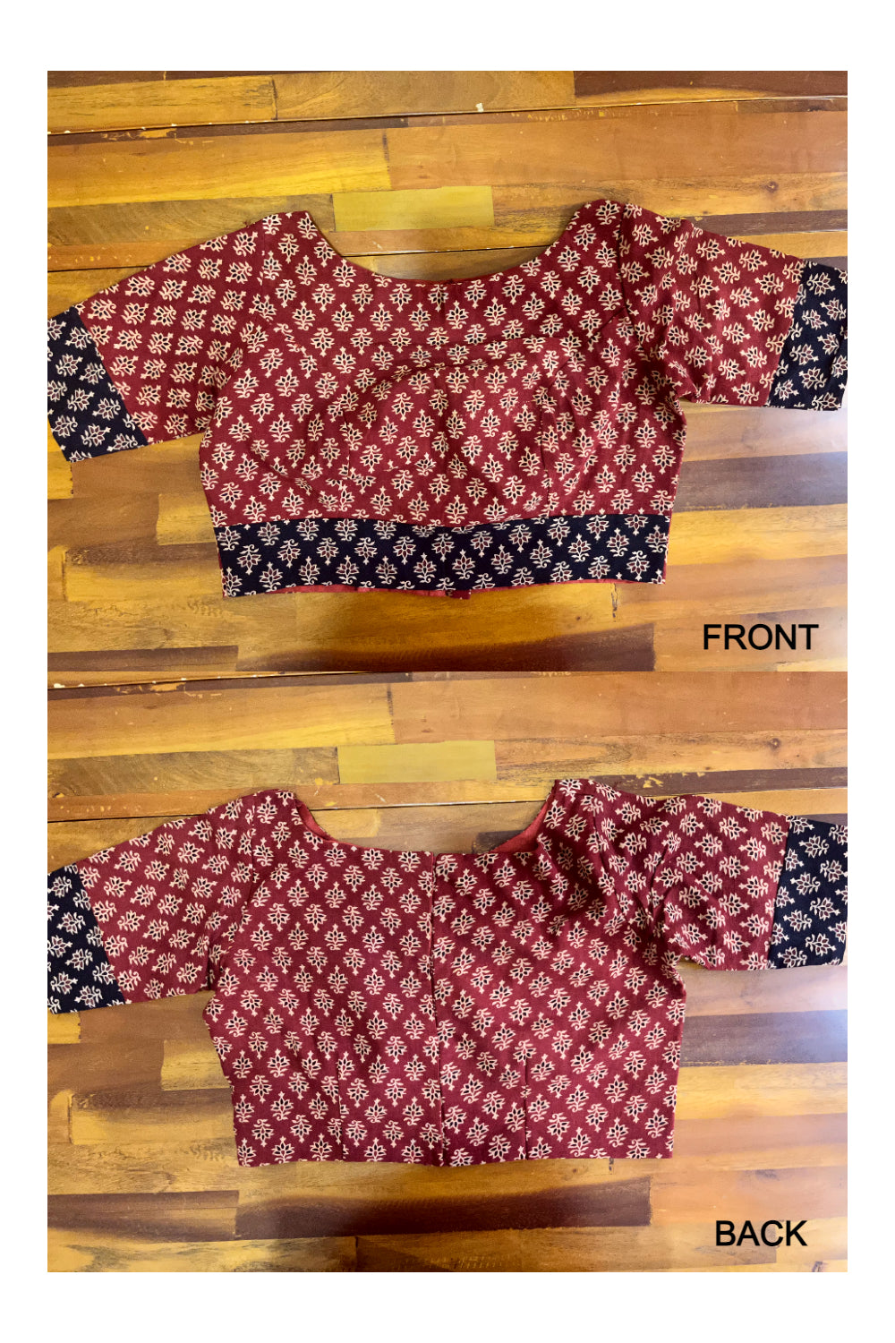 Southloom Maroon Printed Ready Made Blouse