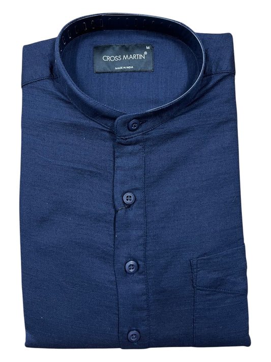Southloom Navy Blue Short Cotton Kurta Shirt for Men