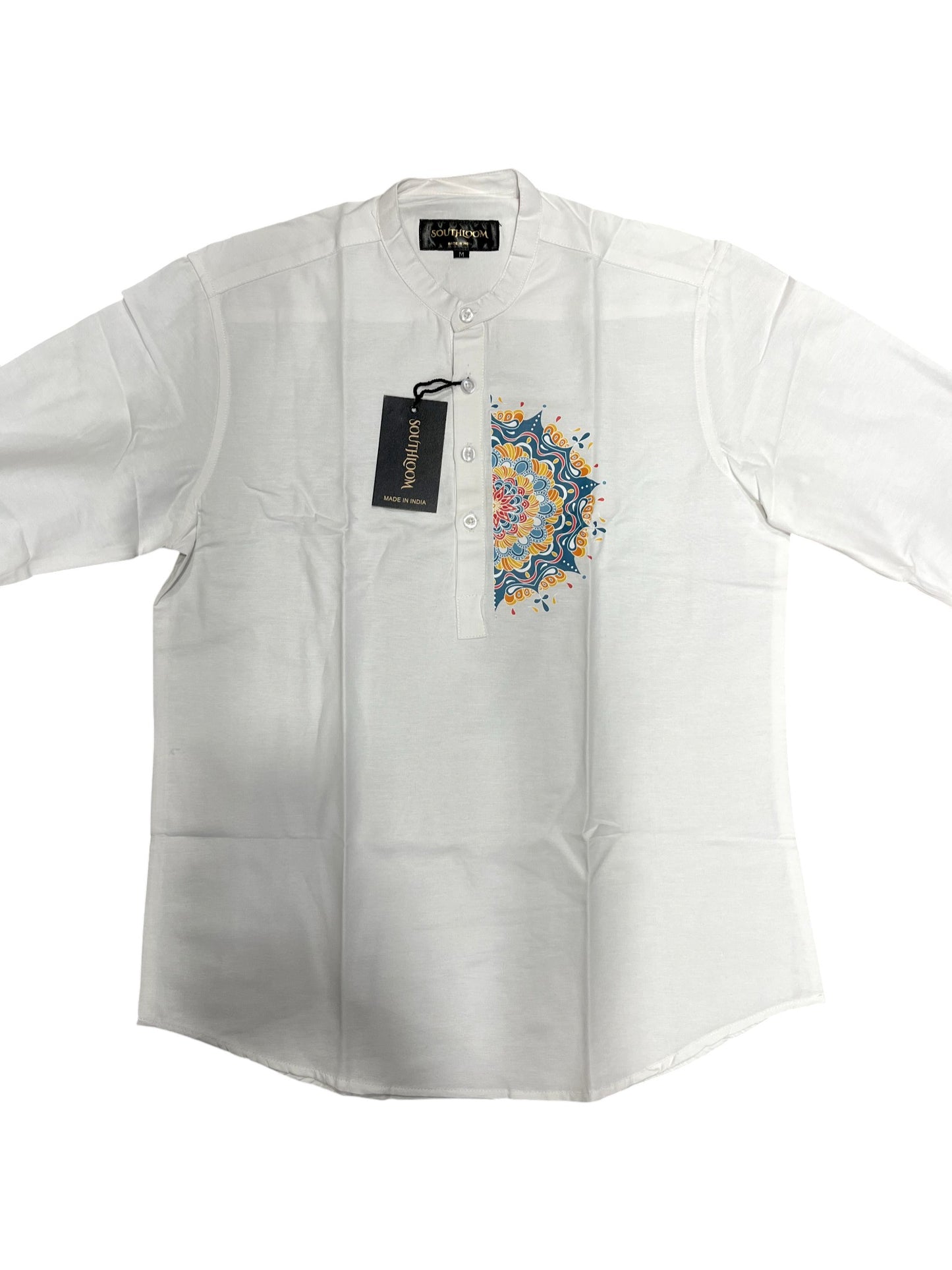 Southloom White Short Cotton Kurta Shirt for Men
