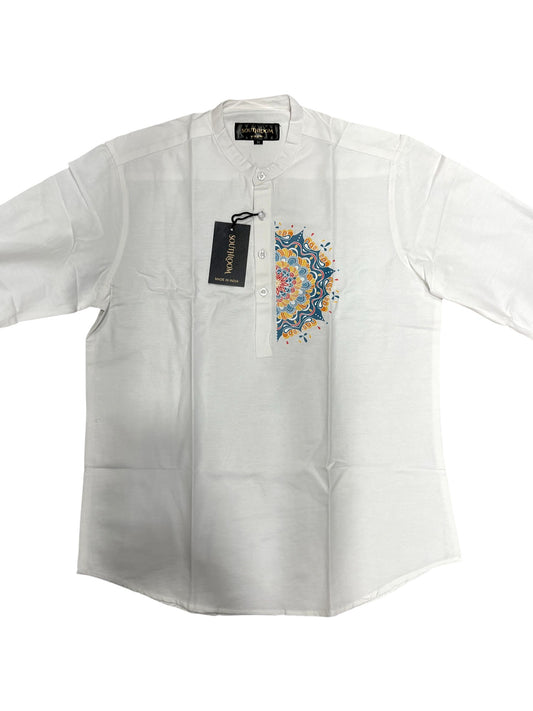 Southloom White Short Cotton Kurta Shirt for Men