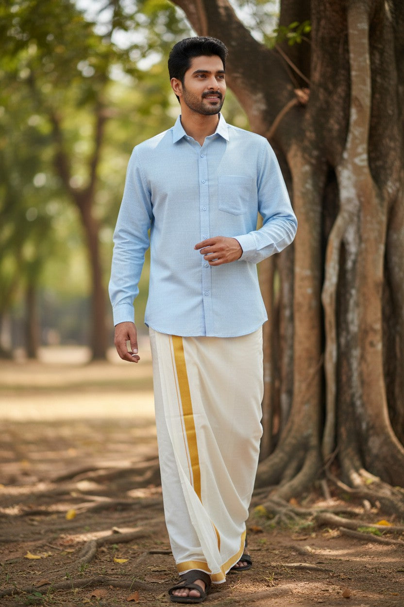 Pure Cotton Blue Plain Shirt SLSHIRT 48 FS