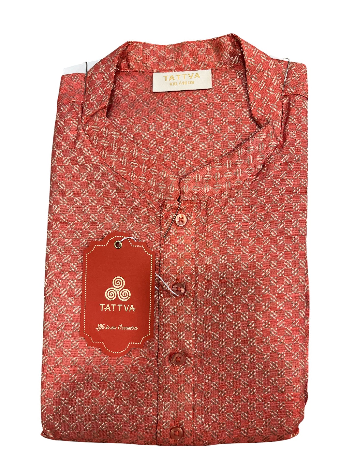 Southloom Semi Silk Short Kurta for Men in Peach Colour