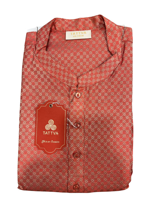 Southloom Semi Silk Short Kurta for Men in Peach Colour