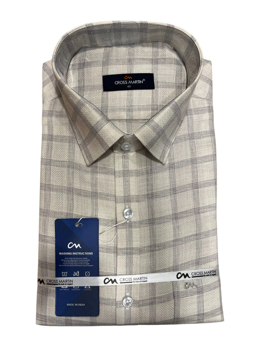 Southloom Pure Cotton Grey Check Shirt (42 FS)
