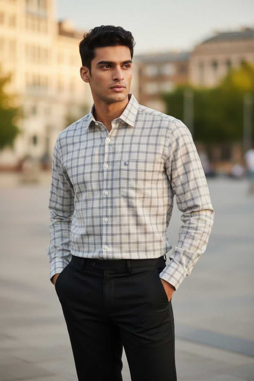 Southloom Pure Cotton Grey Check Shirt SLSHIRT 42 FS