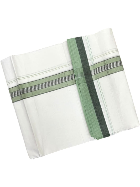Southloom Pure Cotton Mundu with Green & Black Border (South Indian Kerala Dhoti)
