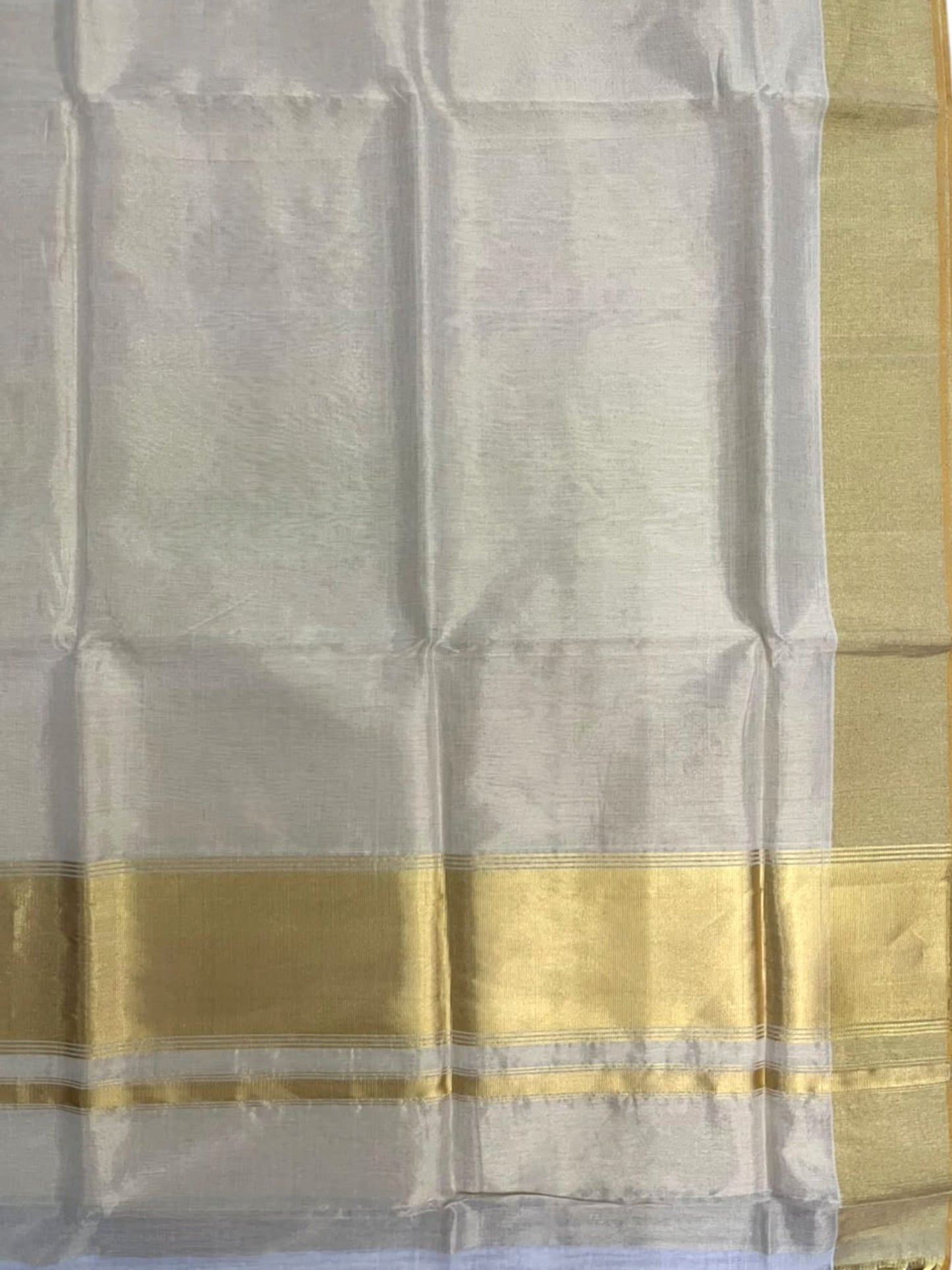 Southloom Super Premium Balaramapuram Handloom Tissue Saree with Gold Kasavu and Gold Border