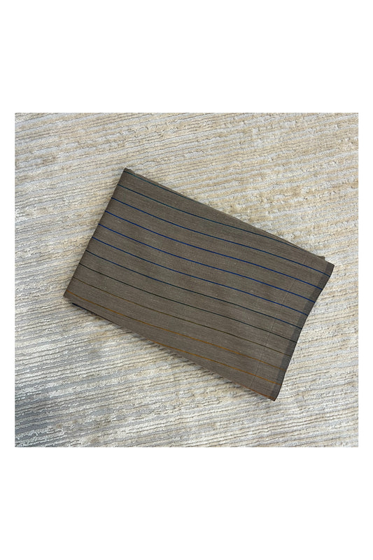 Southloom Kerala Cotton Saree with Lines on Body in Grey