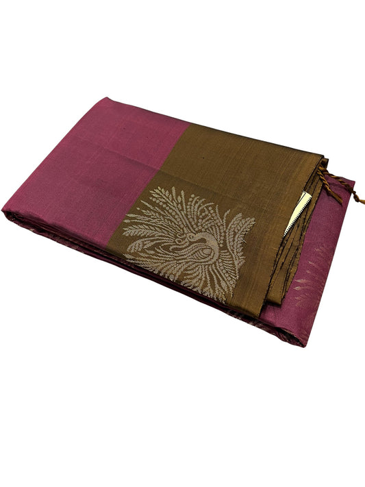 Southloom Pure Handloom Kanchipuram Silk Saree with Butta Work (Maroon & Brown)