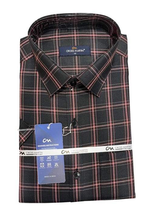 Southloom Pure Cotton Black Check Shirt (40 HS)