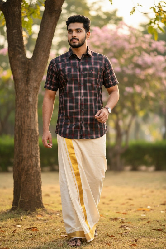 Southloom Pure Cotton Black Check Shirt SLSHIRT 40 HS