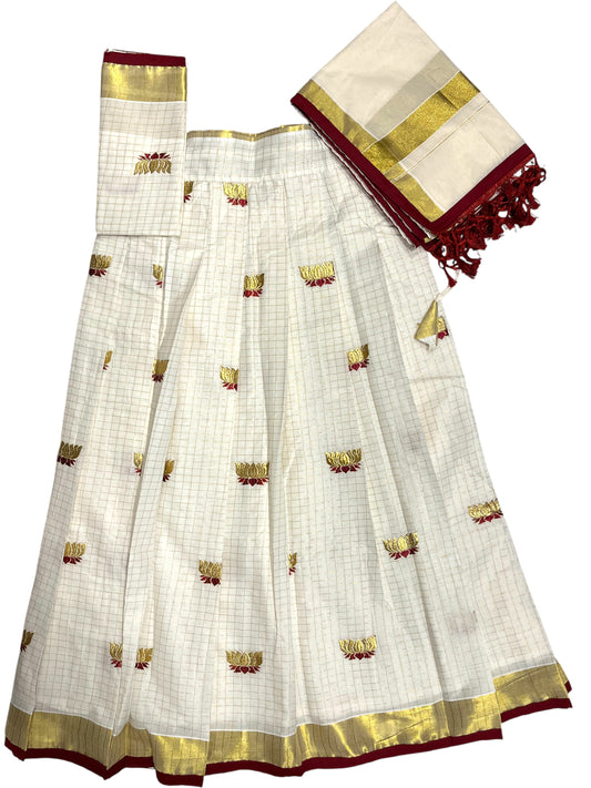 Southloom Semi Stitched Cotton Dhavani Set with Pavada and Blouse Piece