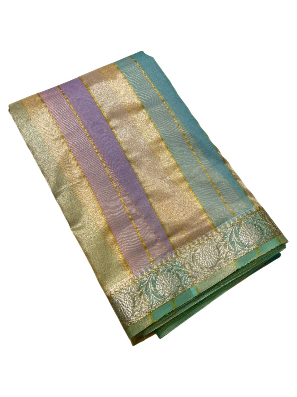 Southloom Tissue Organza Saree With Stripes Design in Multicolour SL353