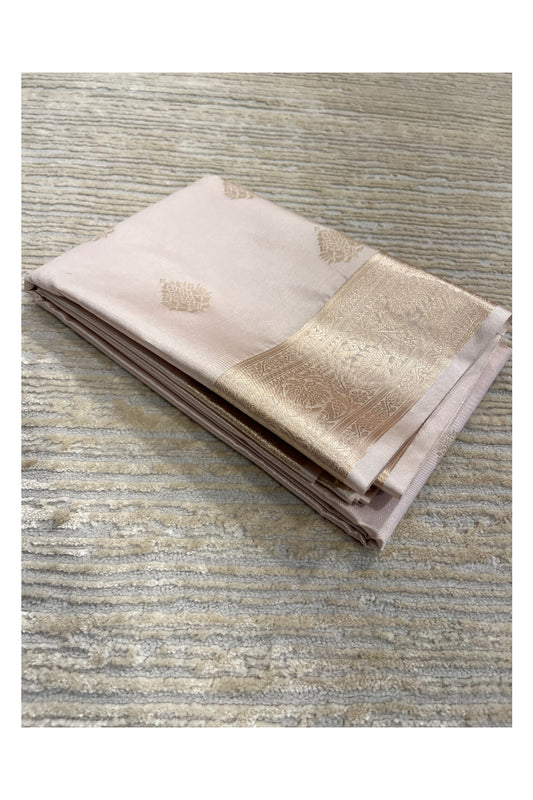 Southloom Semi Silk Saree In Beige With Woven Zari Borders And Butta Work Across Body