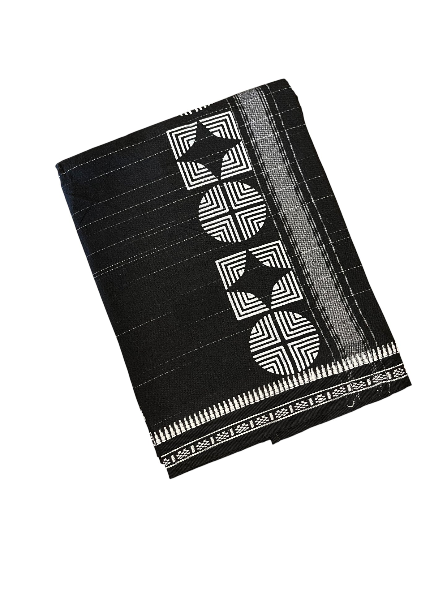 Southloom Black Printed Single Mundu / Otta Mundu / Lungi (South Indian Kerala Dhoti)