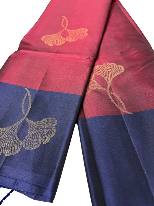 Southloom Pure Handloom Kanchipuram Silk Saree with Butta Work (Maroon & Blue)