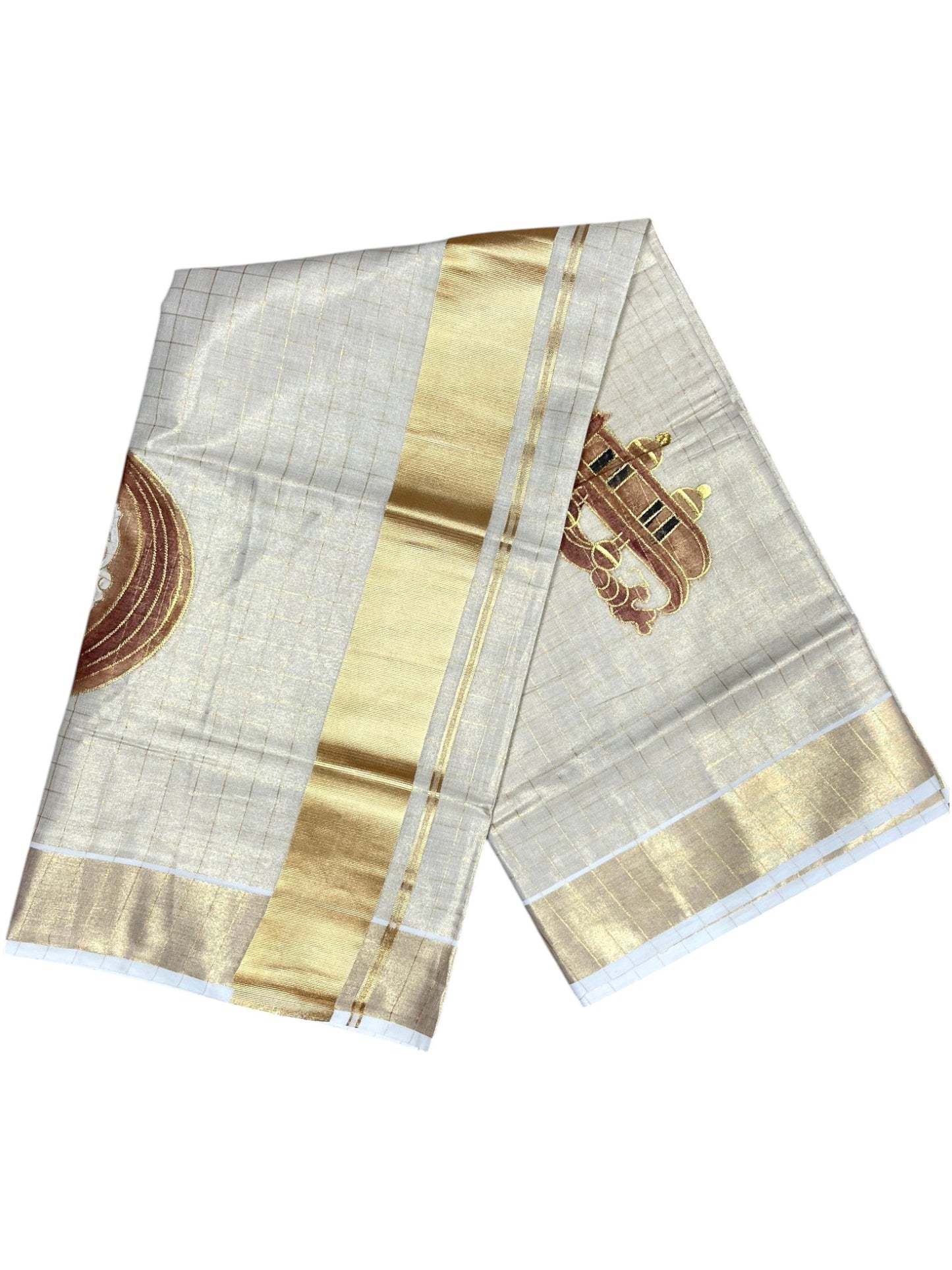 Southloom Kerala Tissue Veena Embroidery Saree