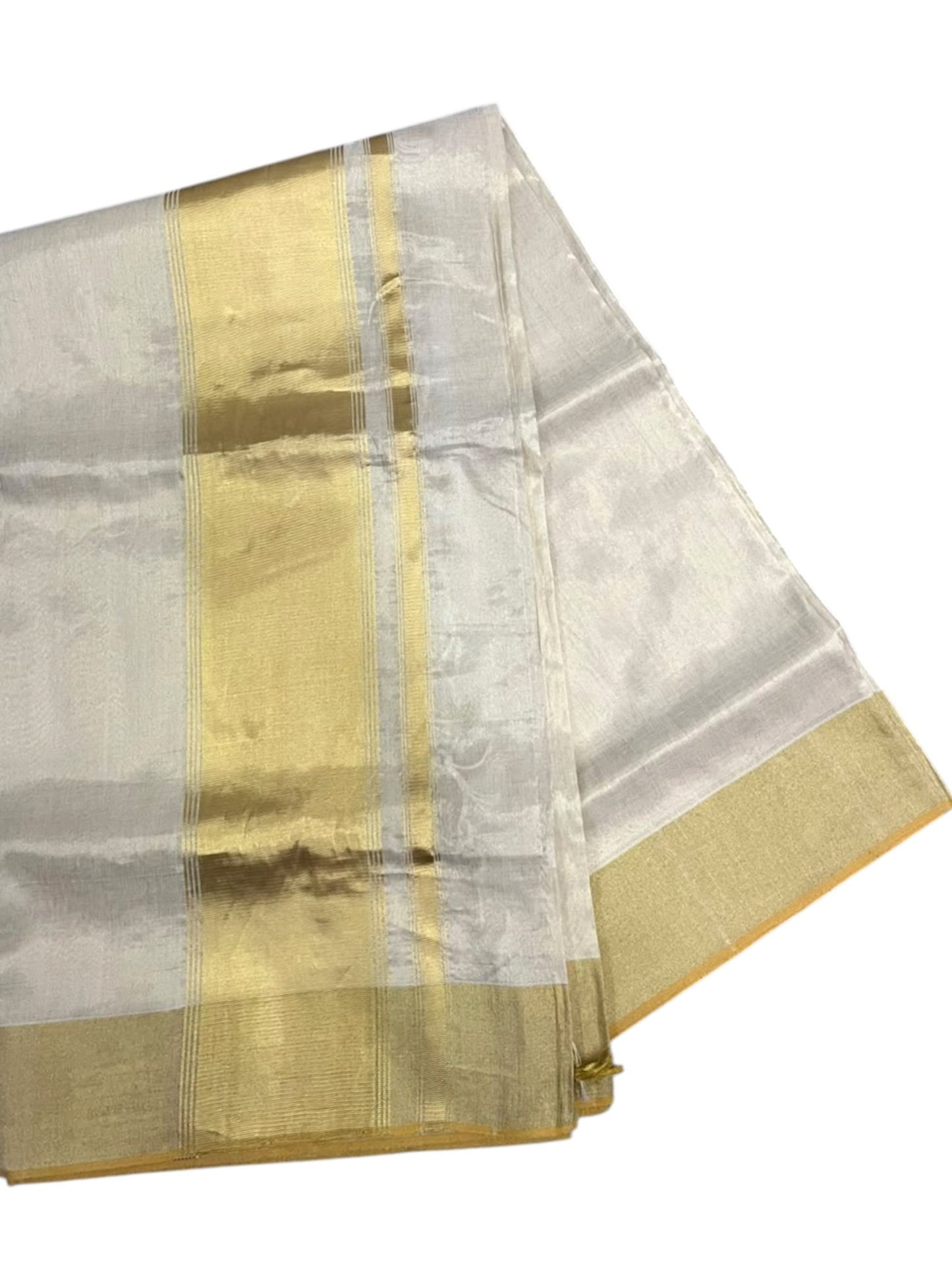 Southloom Super Premium Balaramapuram Handloom Tissue Saree with Gold Kasavu and Gold Border