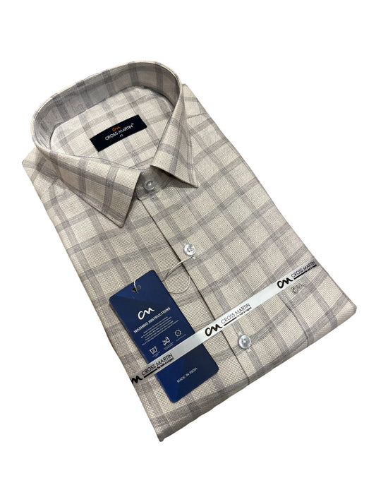 Southloom Pure Cotton Grey Check Shirt (42 FS)