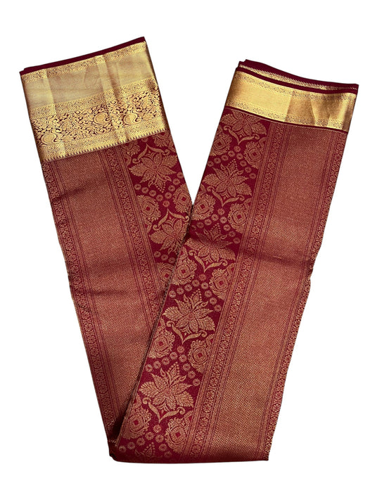 Southloom Pure Handloom Bridal Kanchipuram Silk Saree with Korvai Work (Maroon)