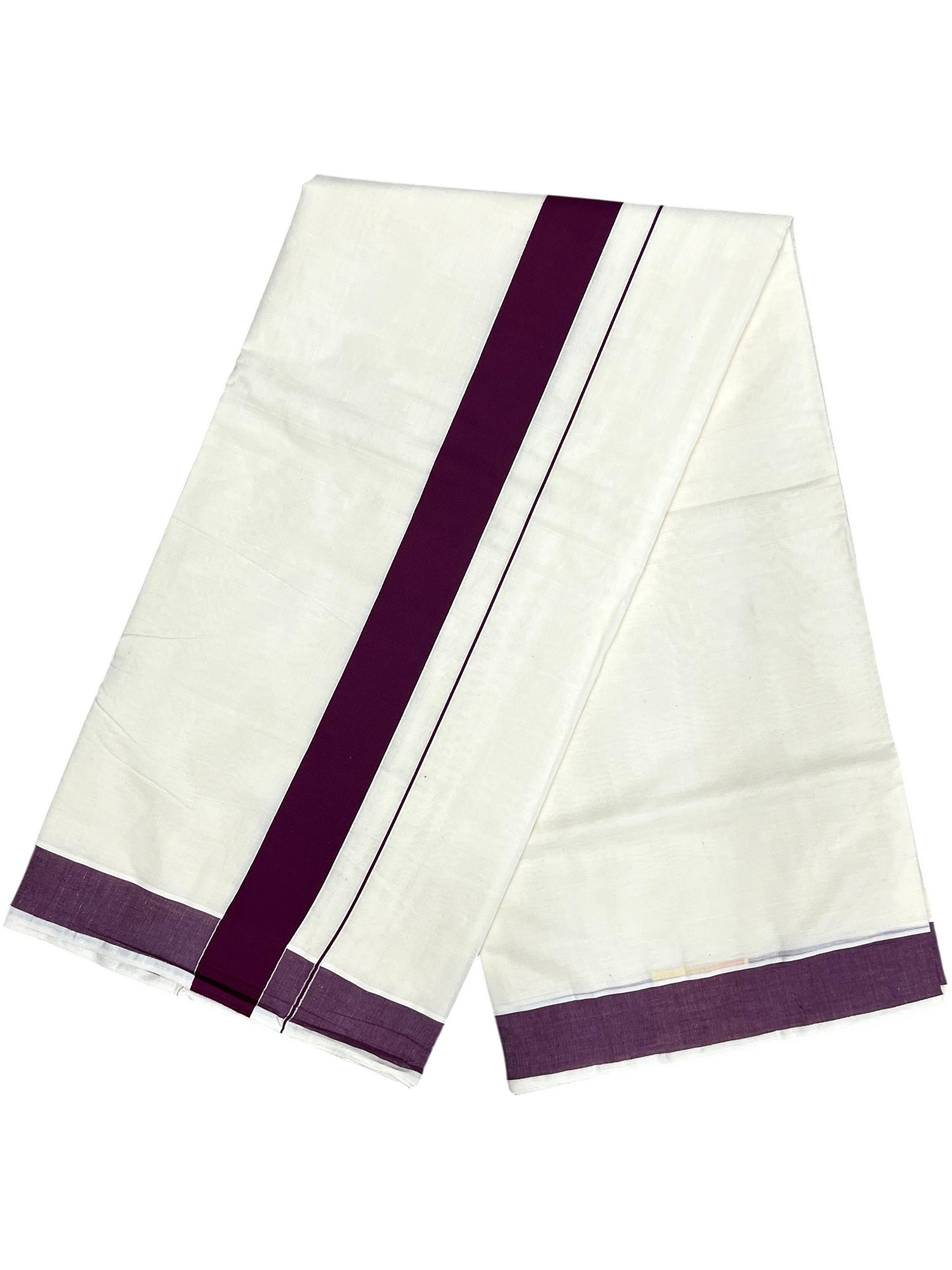 Southloom Pure Cotton Kerala Saree with Purple Plain Border