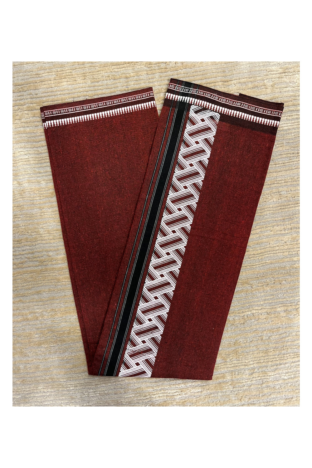 Southloom  Maroon  Printed Single Mundu / Otta Mundu / Lungi (South Indian Kerala Dhoti)