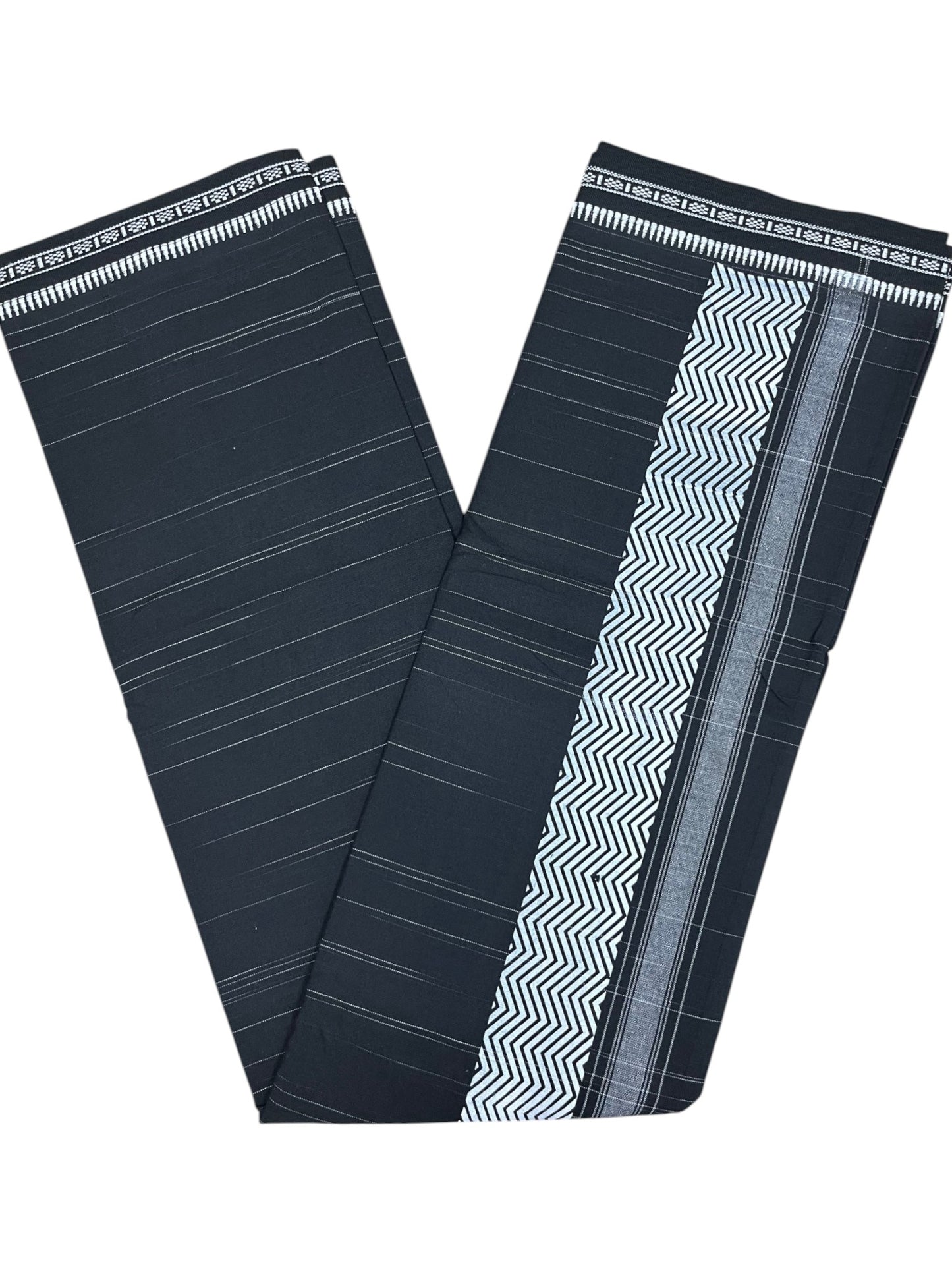 Southloom Black Printed Single Mundu / Otta Mundu / Lungi (South Indian Kerala Dhoti)