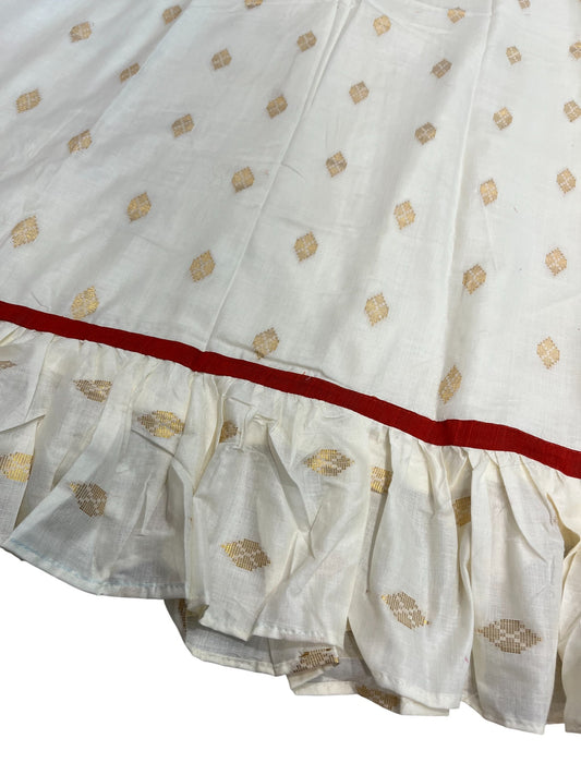 Southloom Stitched Cotton Dhavani Set with Pavada and Orange Blouse Piece