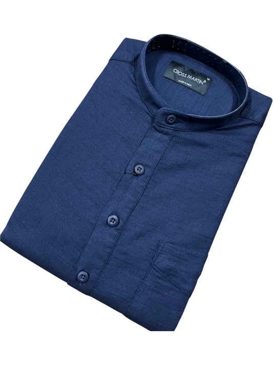 Southloom Navy Blue Short Cotton Kurta Shirt for Men