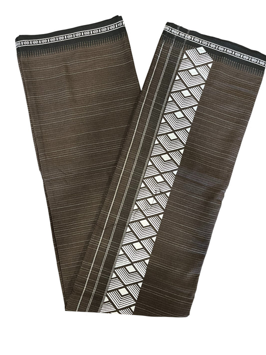 Southloom Brown Printed Single Mundu / Otta Mundu / Lungi (South Indian Kerala Dhoti)