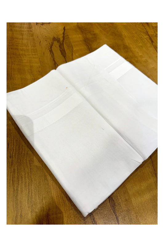 Pure White Cotton Double Mundu with White Border (South Indian Kerala Dhoti)