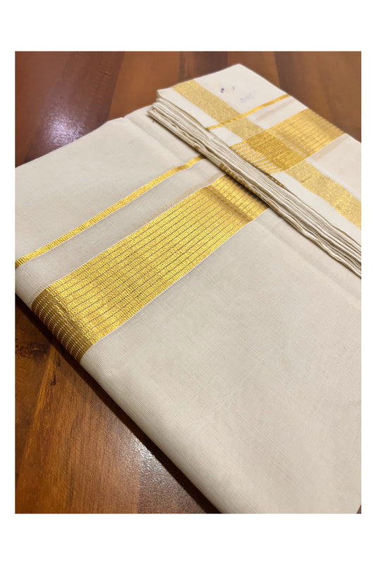 Southloom Premium Balaramapuram Unakkupaavu Handloom Kasavu Mundu (South Indian Kerala Dhoti)