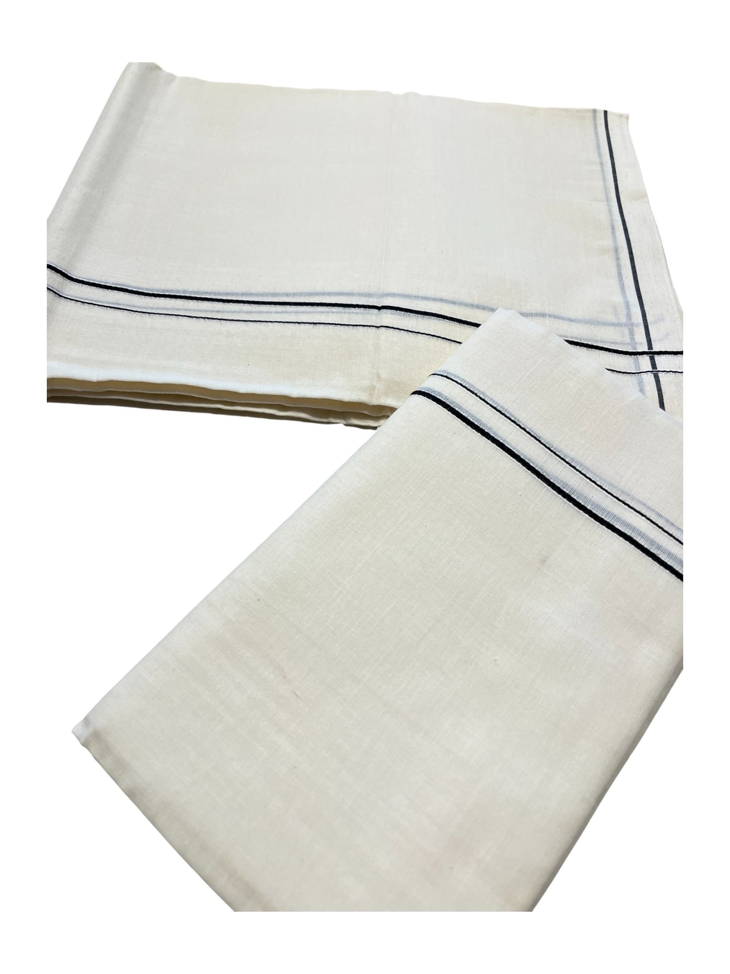 Kerala Cotton Mundum Neriyathum Single (Set Mundu) with Black Eerkkil Kara