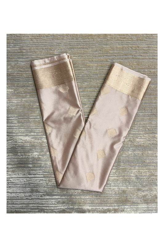 Southloom Semi Silk Saree In Beige With Woven Zari Borders And Butta Work Across Body