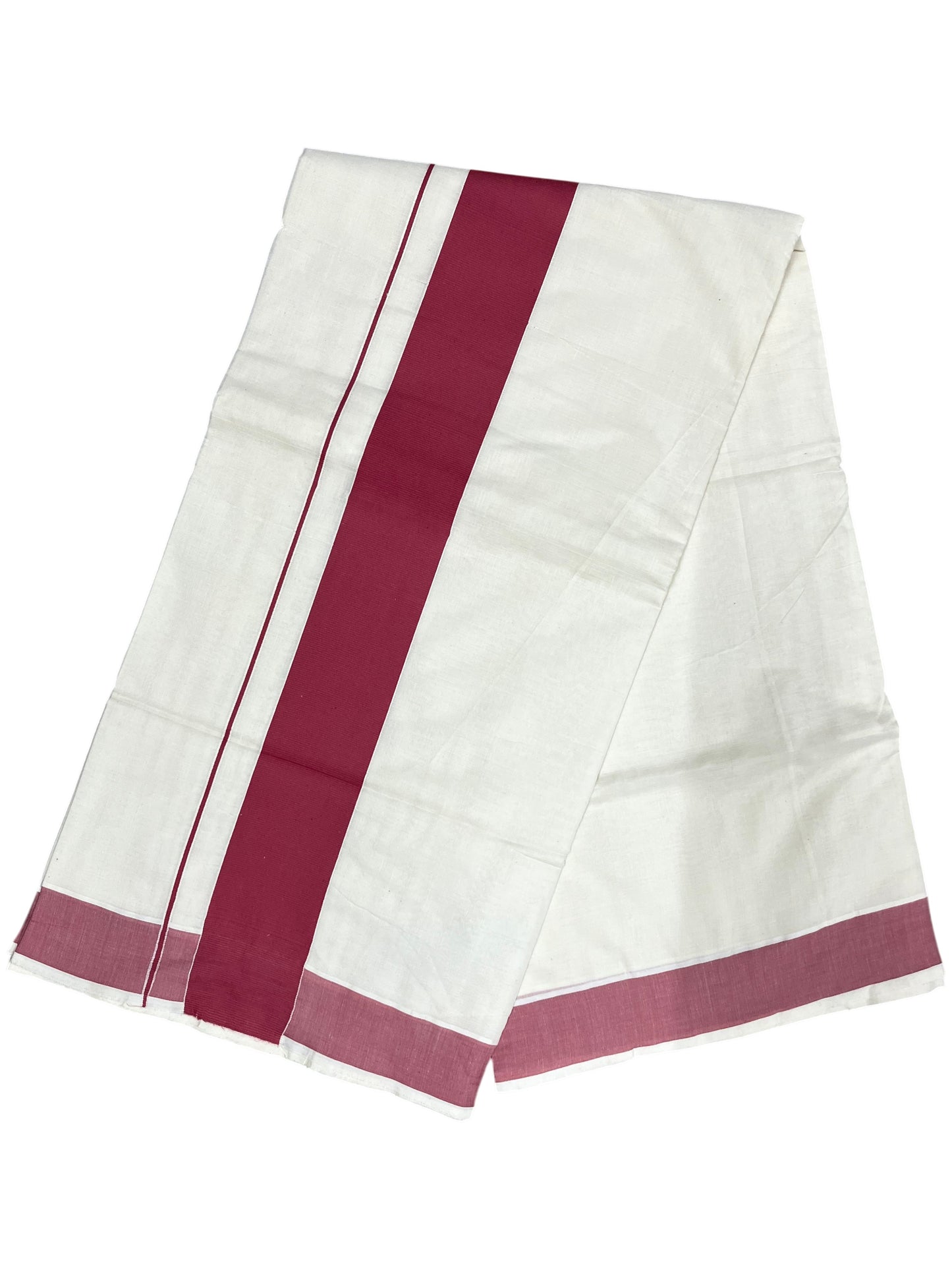 Southloom Kerala Pure Cotton Plain Kasavu Saree with Brike Red Border 3 inch