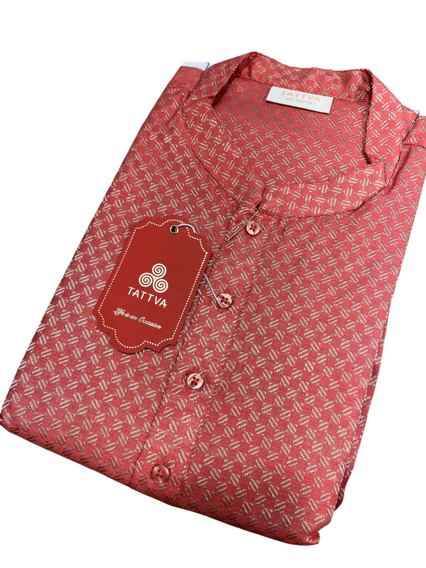 Southloom Semi Silk Short Kurta for Men in Peach Colour