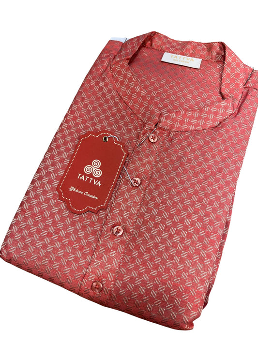 Southloom Semi Silk Short Kurta for Men in Peach Colour
