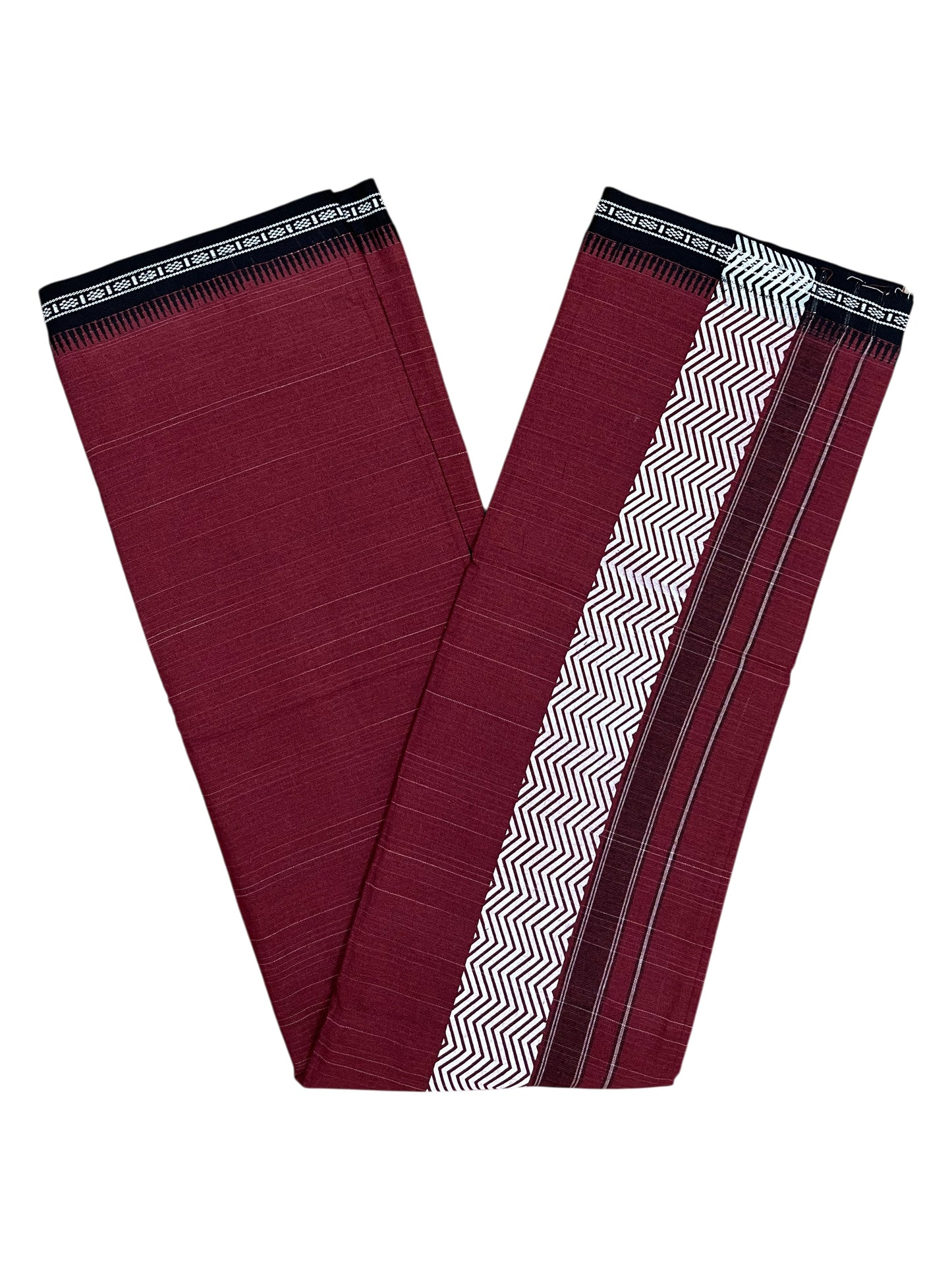 Southloom Maroon Printed Single Mundu / Otta Mundu / Lungi (South Indian Kerala Dhoti)