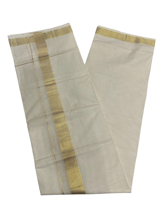Southloom Kerala Pure Cotton Double Mundu with Gold Border (South Indian Dhoti)