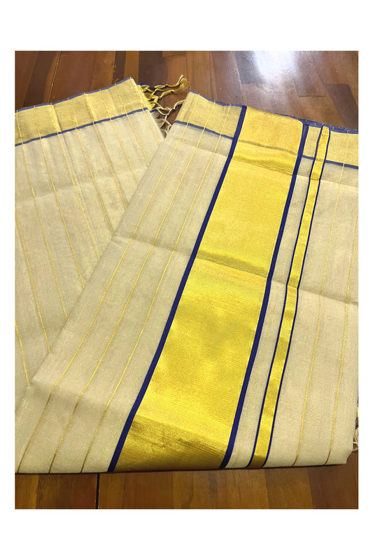 Southloom Super Premium Balaramapuram Handloom Tissue Saree with Kasavu Lines Across Body