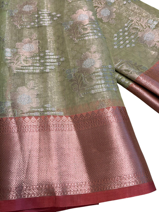 Southloom Tissue Banarasi Silk Saree with Woven Work on Body and Borders