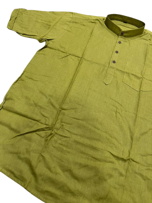 Southloom Green Short Cotton Kurta Shirt for Men