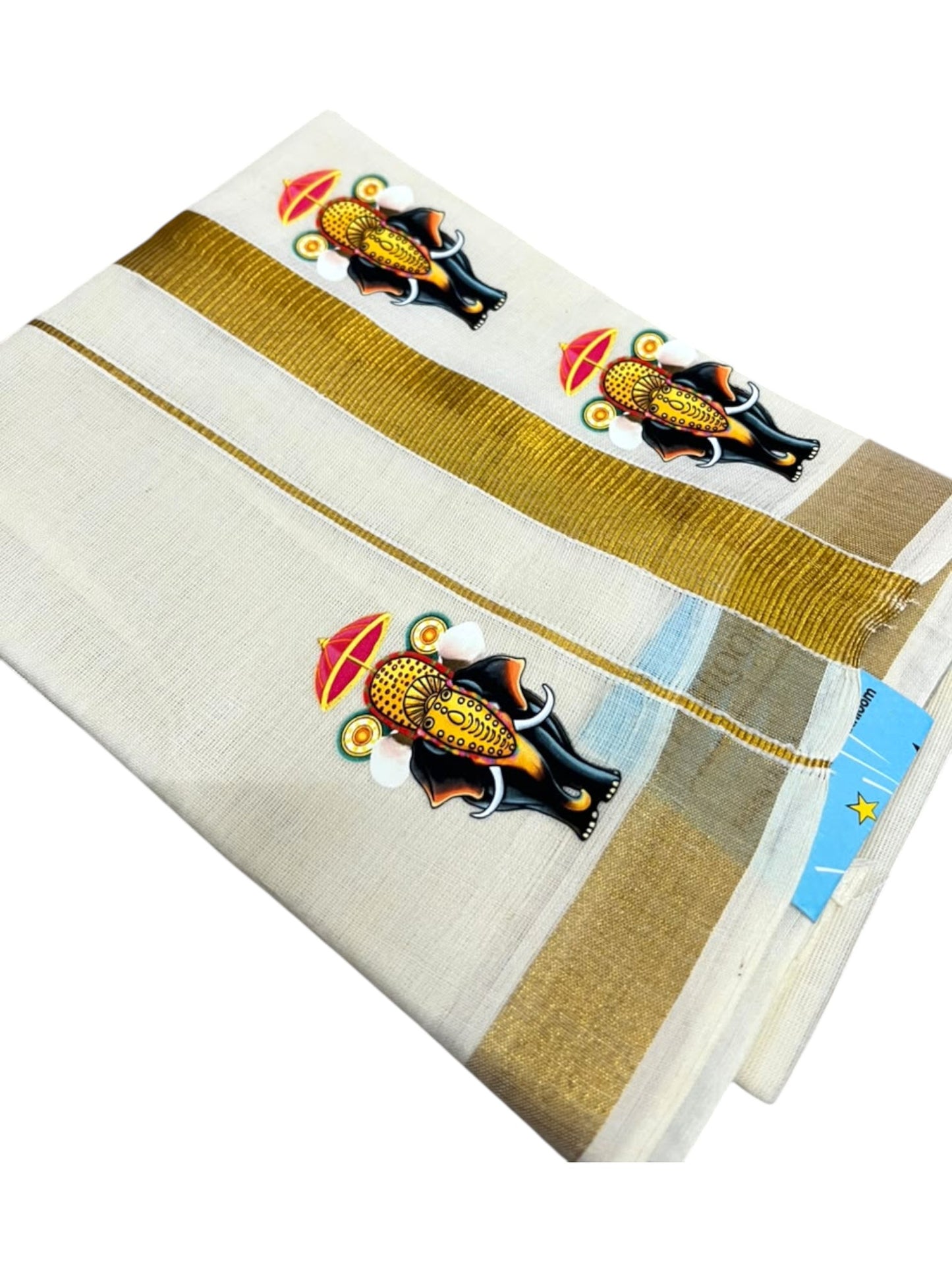 Southloom Cotton Kasavu Printed Kids's Velcro Mundu SLK